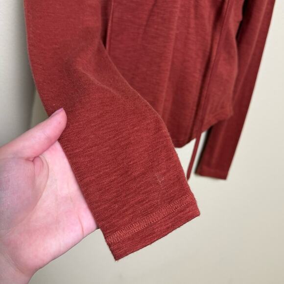 free people | lucky lace up burnt orange long sleeved boho women's top sz S - Picture 3 of 9